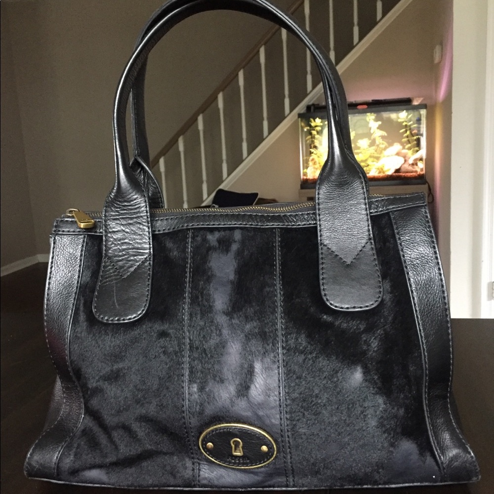 Black Fossil Satchel
